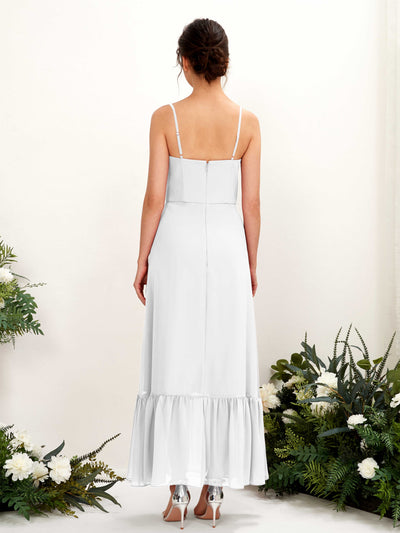 Carlyna Delia Sheath White Bridesmaid Dress Maxi Sleeveless Spaghetti Strap Dress Back View #color_white
