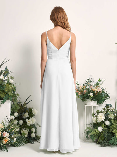 Carlyna Hannah A-Line White Bridesmaid Dress Maxi Sleeveless Sweetheart Dress Back View #color_white
