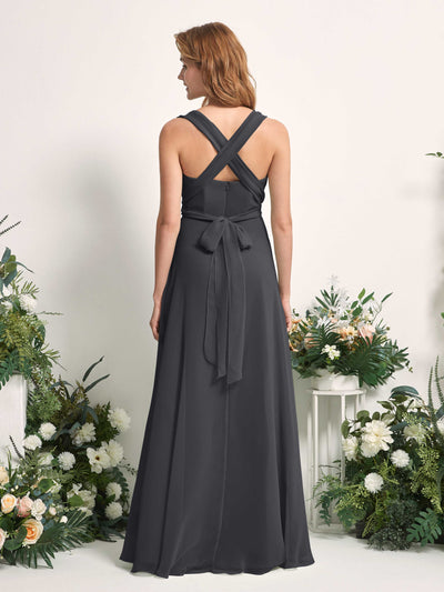 Carlyna Carolyn Convertible Pewter Bridesmaid Dress Maxi Sleeveless Sweetheart Dress Side View 4 #color_pewter