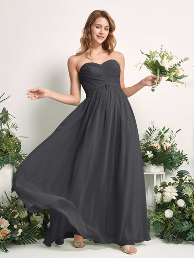 Carlyna Elma A-Line Pewter Bridesmaid Dress Maxi Sleeveless Sweetheart Dress Side View 2 #color_pewter