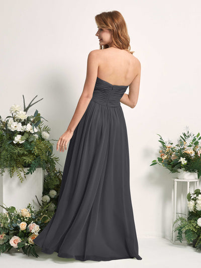 Carlyna Elma A-Line Pewter Bridesmaid Dress Maxi Sleeveless Sweetheart Dress Back View #color_pewter