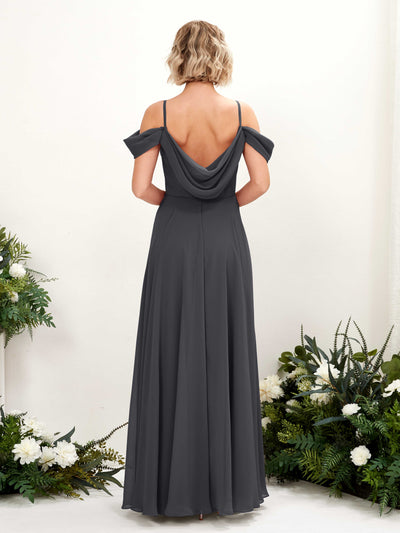 Carlyna Kauku A-Line Pewter Bridesmaid Dress Maxi Sleeveless V-Neck Dress Back View #color_pewter