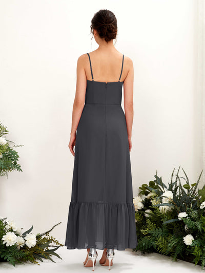 Carlyna Delia Sheath Pewter Bridesmaid Dress Maxi Sleeveless Spaghetti Strap Dress Back View #color_pewter