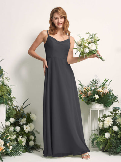 Carlyna Hannah A-Line Pewter Bridesmaid Dress Maxi Sleeveless Sweetheart Dress Front View #color_pewter