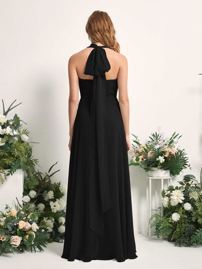 Carlyna Carolyn Convertible Black Bridesmaid Dress Maxi Sleeveless Sweetheart Dress Side View 2 #color_black