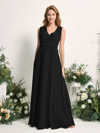 Carlyna Carolyn Convertible Black Bridesmaid Dress Maxi Sleeveless Sweetheart Dress Side View 3 #color_black