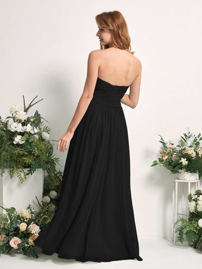 Carlyna Elma A-Line Black Bridesmaid Dress Maxi Sleeveless Sweetheart Dress Back View #color_black
