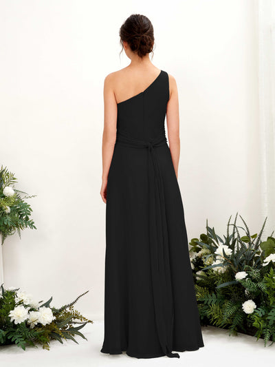 Carlyna Trita Sheath Black Bridesmaid Dress Maxi Sleeveless One Shoulder Dress Back View #color_black