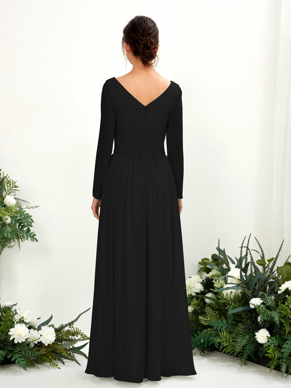 fitted lace wedding dress Long Formal Flutter Sleeves Bridesmaids Dress