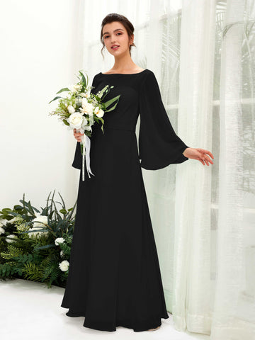 Black Long Sleeve Bridesmaid Dresses | Carlyna Black Long Sleeve Bridesmaid Dresses | Carlyna