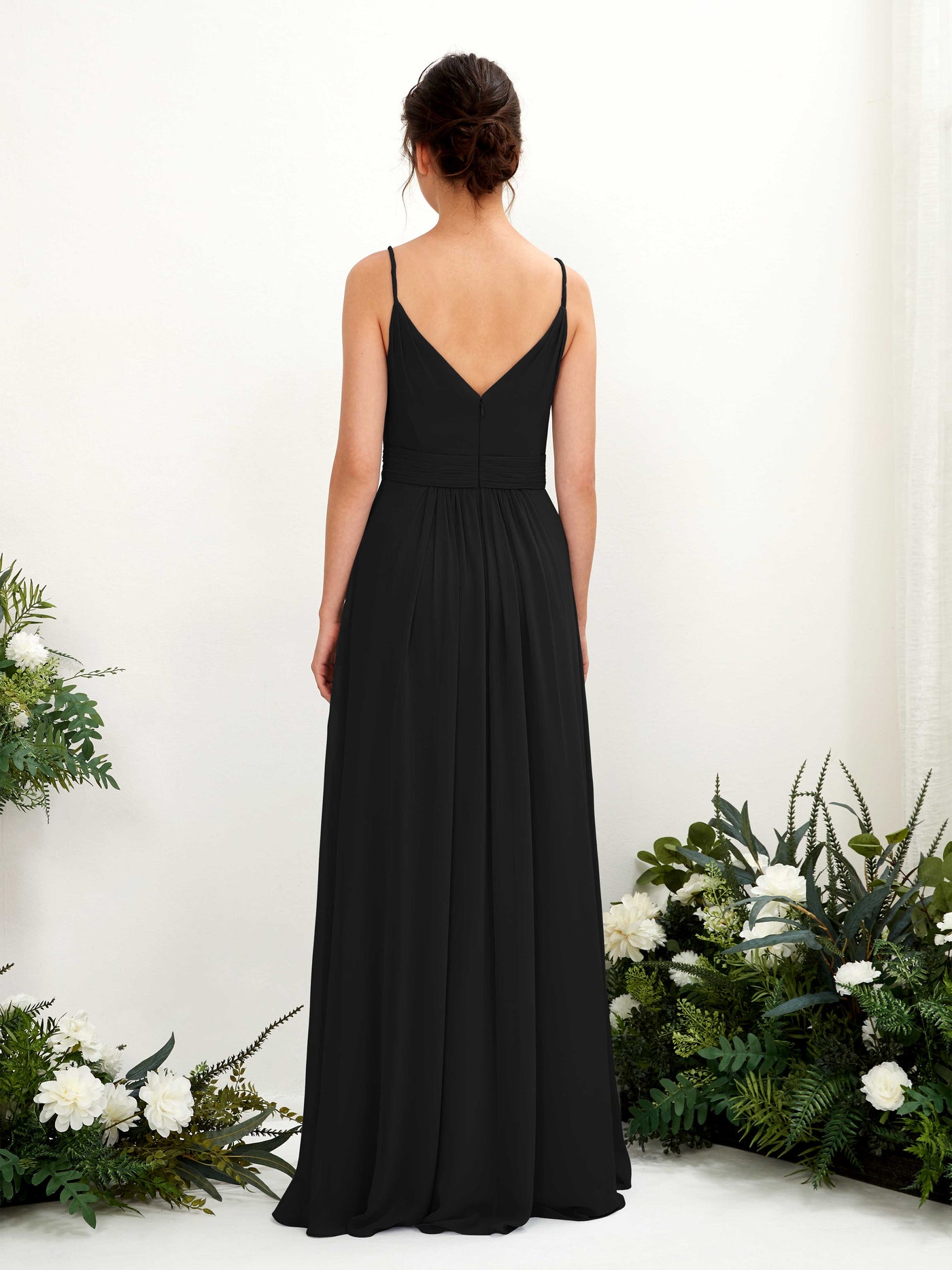 Black Bridesmaid Dresses Bridesmaid Dress A-line Chiffon Spaghetti-straps Full Length Sleeveless Wedding Party Dress (81223915)#color_black