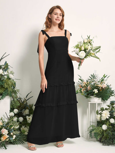 Carlyna Kaiya A-Line Black Bridesmaid Dress Maxi Sleeveless Straight Dress Front View #color_black