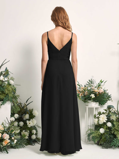 Carlyna Hannah A-Line Black Bridesmaid Dress Maxi Sleeveless Sweetheart Dress Back View #color_black