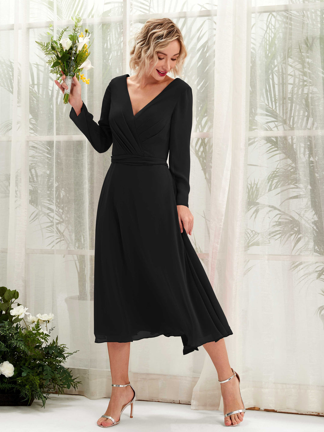 Black Long Sleeve Bridesmaid Dresses | Carlyna Black Long Sleeve Bridesmaid Dresses | Carlyna